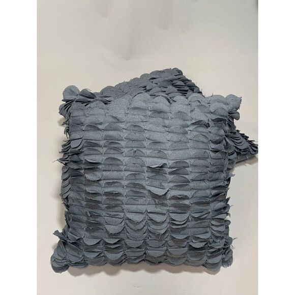 Thro by Marlo Lorenz Textured Ruffle Accent Throw Pillow Gray Set of 2 16X16 - Picture 1 of 5